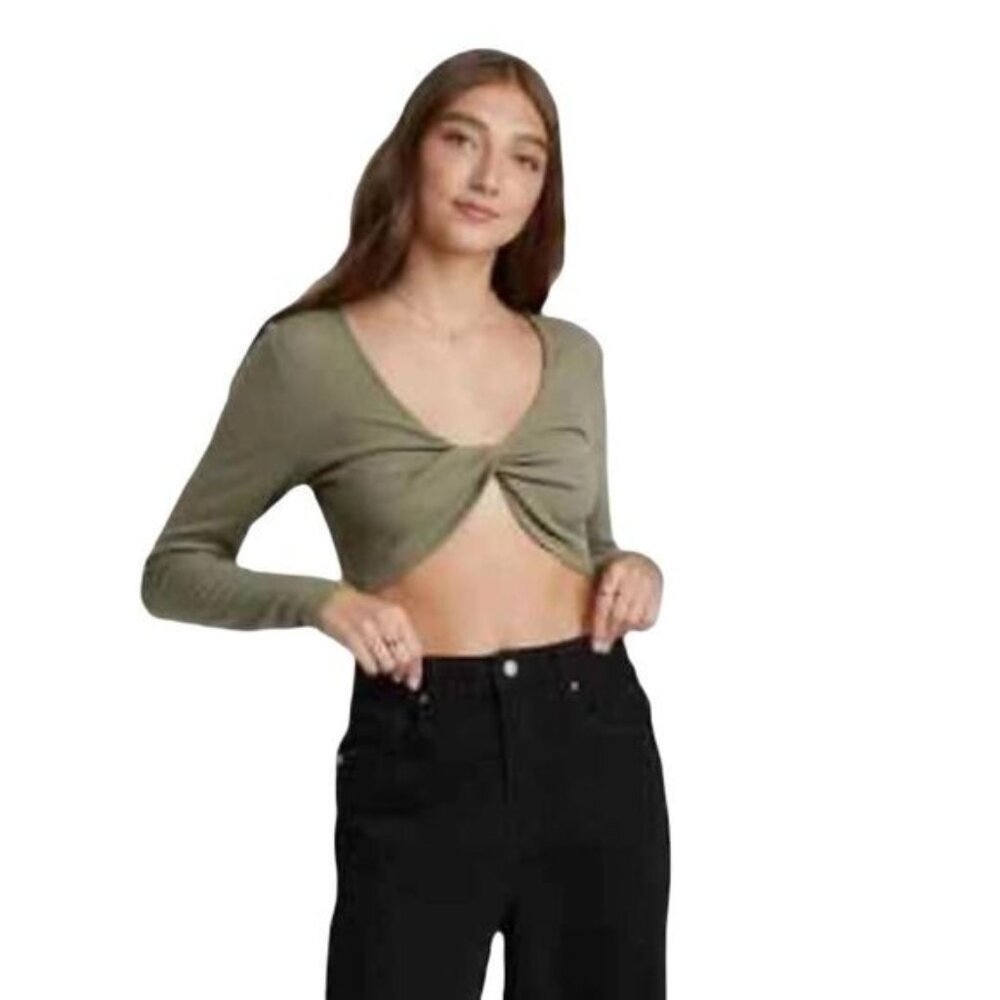 Wild Fable Twist Front Crop‎ Top Shirt Large